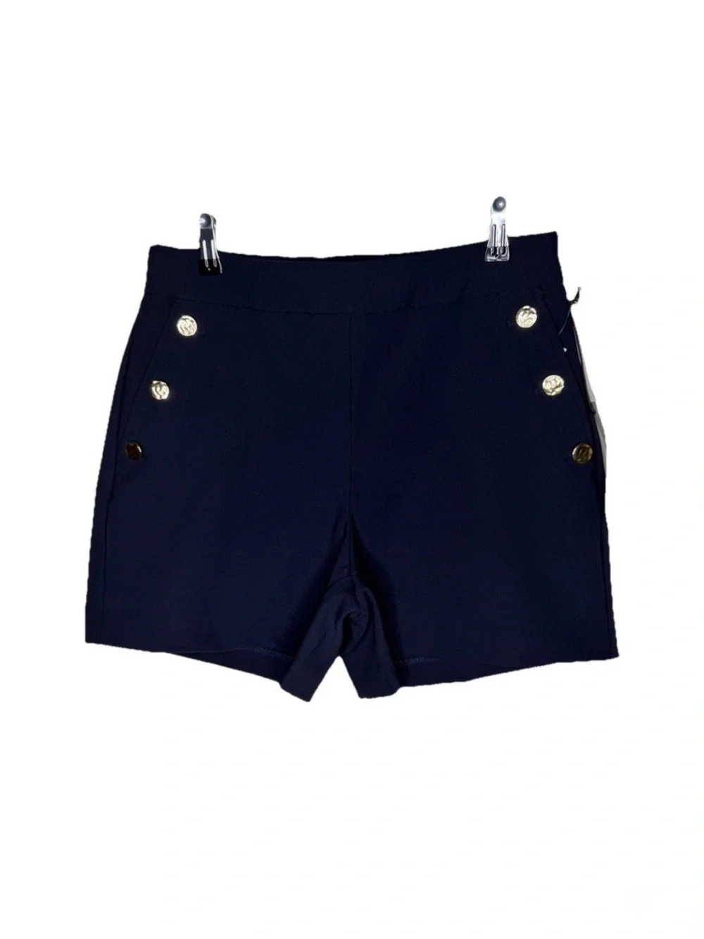 NWOT Rachel Zoe‎ Navy Blue Sailor Shorts Solid Button Accents Flat Front Size 8